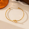 Wholesale Women's Retro Geometric 18K Gold Plated Titanium Steel Open Knotted Bracelet