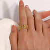 Wholesale Women's Retro Geometric Leaf Stainless Steel Ring With Real Gold Plating