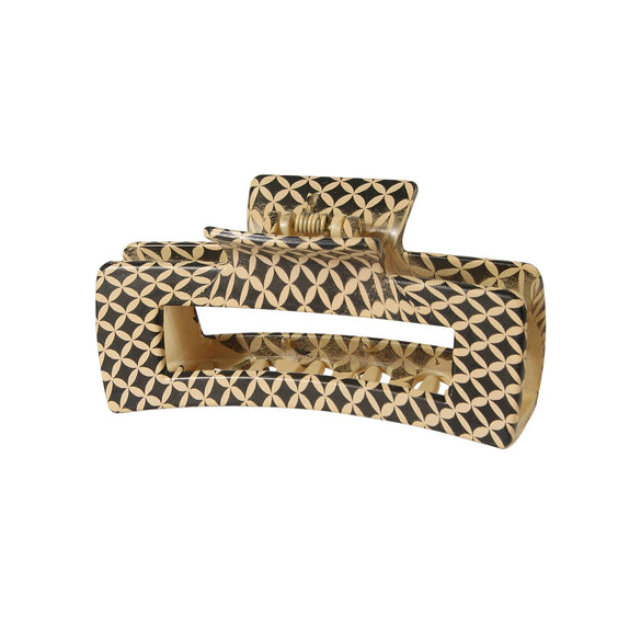 Wholesale Women's Retro Geometric Leopard Print Hair Claw Clip With Printing Process