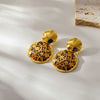 Wholesale Women's Retro Geometric Leopard Stainless Steel 18K Goldplated Earrings