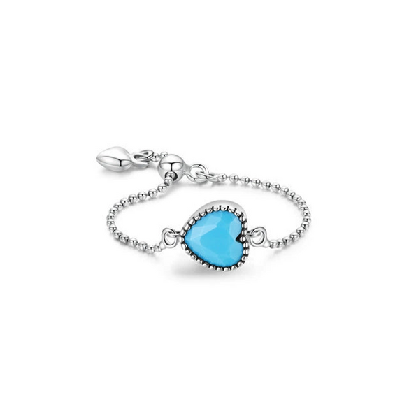 Wholesale Women's Retro Geometric Love Open Adjustable S925 Sterling Silver Ring Set With Precious Stones