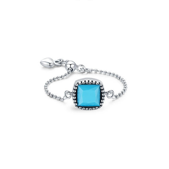 Wholesale Women's Retro Geometric Love Open Adjustable S925 Sterling Silver Ring Set With Precious Stones