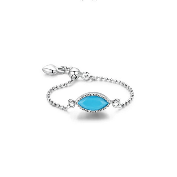 Wholesale Women's Retro Geometric Love Open Adjustable S925 Sterling Silver Ring Set With Precious Stones