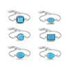 Wholesale Women's Retro Geometric Love Open Adjustable S925 Sterling Silver Ring Set With Precious Stones