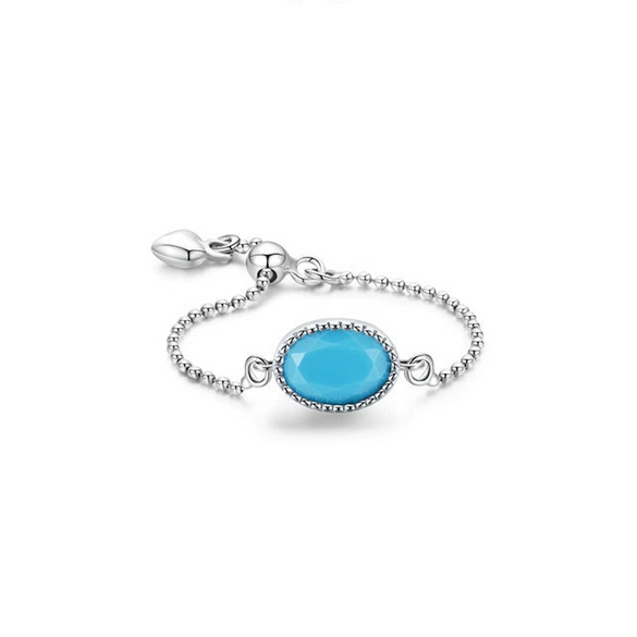 Wholesale Women's Retro Geometric Love Open Adjustable S925 Sterling Silver Ring Set With Precious Stones