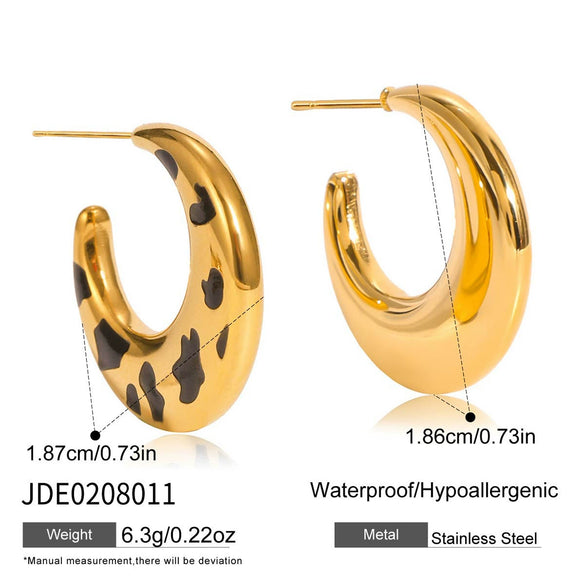 Wholesale Women's Retro Geometric Moon Stainless Steel Electroplated Earrings
