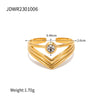 Wholesale Women's Retro Geometric Multi Layer V Shaped Titanium Steel Ring With Electroplating Treatment