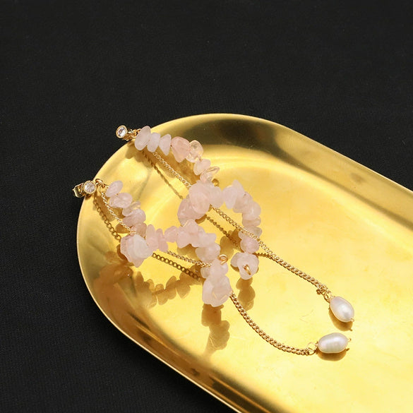 Wholesale Women's Retro Geometric Natural Freshwater Pearl 925 Silver Needle Earrings With Electroplating