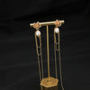 Wholesale Women's Retro Geometric Natural Pearl Earrings With Gold Plated Beads And Tassel Pendant