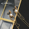 Wholesale Women's Retro Geometric Natural Pearl Earrings With Gold Plated Beads And Tassel Pendant