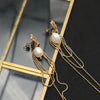Wholesale Women's Retro Geometric Natural Pearl Earrings With Gold Plated Beads And Tassel Pendant