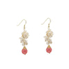 Wholesale Women's Retro Geometric Natural Pearl Electroplated Earrings With Baroque Flower And Watermelon Red Crystal Single Bead Design
