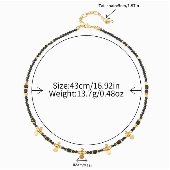 Wholesale Women's Retro Geometric Natural Stone Beaded Stainless Steel And Copper Necklace Handmade