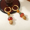 Wholesale Women's Retro Geometric Natural Stone Beaded Stainless Steel And Copper Necklace Handmade