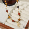 Wholesale Women's Retro Geometric Natural Stone Beaded Stainless Steel And Copper Necklace Handmade