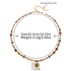 Wholesale Women's Retro Geometric Natural Stone Beaded Stainless Steel And Copper Necklace Handmade