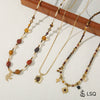 Wholesale Women's Retro Geometric Natural Stone Beaded Stainless Steel And Copper Necklace Handmade