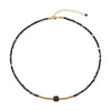 Wholesale Women's Retro Geometric Natural Stone Black Agate Handmade Beaded Necklace And Multilayer Stacked Chain Set