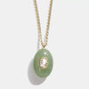 Wholesale Women's Retro Geometric Natural Stone Diamond Dropshaped Titanium Steel 18K Gold Plated Necklace