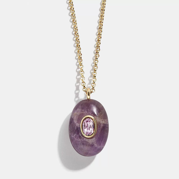 Wholesale Women's Retro Geometric Natural Stone Diamond Dropshaped Titanium Steel 18K Gold Plated Necklace