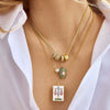 Wholesale Women's Retro Geometric Natural Stone Diamond Dropshaped Titanium Steel 18K Gold Plated Necklace
