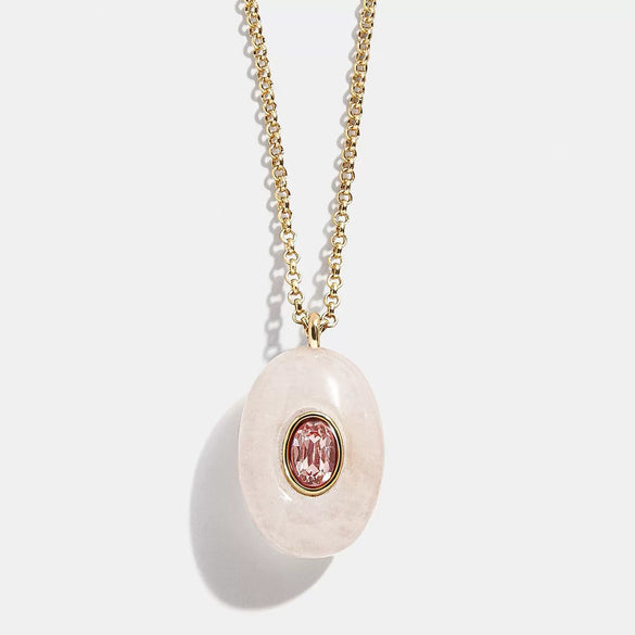 Wholesale Women's Retro Geometric Natural Stone Diamond Dropshaped Titanium Steel 18K Gold Plated Necklace