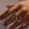 Wholesale Women's Retro Geometric Natural Stone Green Malachite Inlaid Stainless Steel Ribbed Bracelet With Electroplating