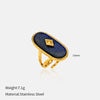 Wholesale Women's Retro Geometric Open Ring Electroplated 18K Gold Lapis Lazuli Titanium Steel Jewelry