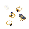 Wholesale Women's Retro Geometric Open Ring Electroplated 18K Gold Lapis Lazuli Titanium Steel Jewelry