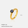 Wholesale Women's Retro Geometric Open Ring Electroplated 18K Gold Lapis Lazuli Titanium Steel Jewelry