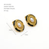 Wholesale Women's Retro Geometric Oval Stainless Steel Earrings With Black Enamel Sun Pattern And Gold Plating