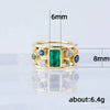 Wholesale Women's Retro Geometric Pattern Copper Ring Inlaid With Green Zircon