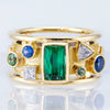Wholesale Women's Retro Geometric Pattern Copper Ring Inlaid With Green Zircon