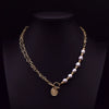 Wholesale Women's Retro Geometric Pearl Necklace With Freshwater Pearl Pendant And High End Cross Chain