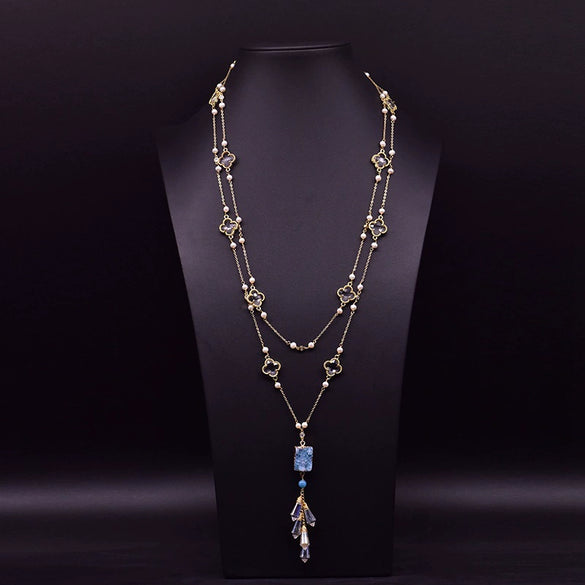 Wholesale Women's Retro Geometric Pearl Necklace With Freshwater Pearl Pendant And High End Cross Chain