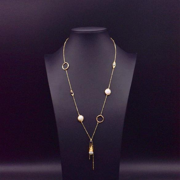 Wholesale Women's Retro Geometric Pearl Necklace With Freshwater Pearl Pendant And High End Cross Chain