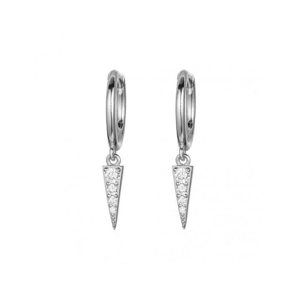 Wholesale Women's Retro Geometric S925 Silver Needle And Copper Electroplated Pointed Cone Triangle Ear Drop Earrings