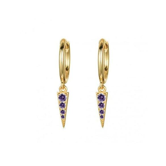 Wholesale Women's Retro Geometric S925 Silver Needle And Copper Electroplated Pointed Cone Triangle Ear Drop Earrings