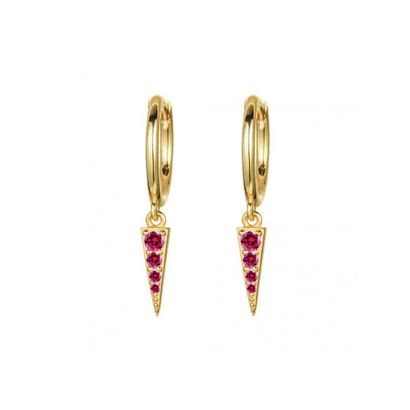 Wholesale Women's Retro Geometric S925 Silver Needle And Copper Electroplated Pointed Cone Triangle Ear Drop Earrings