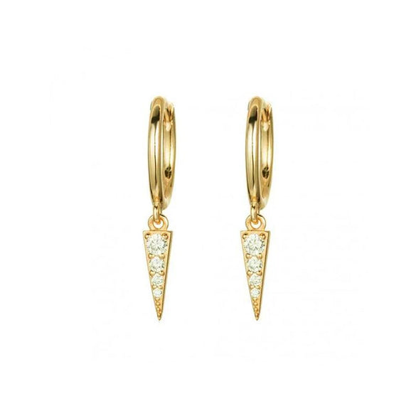 Wholesale Women's Retro Geometric S925 Silver Needle And Copper Electroplated Pointed Cone Triangle Ear Drop Earrings