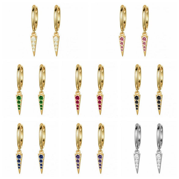 Wholesale Women's Retro Geometric S925 Silver Needle And Copper Electroplated Pointed Cone Triangle Ear Drop Earrings