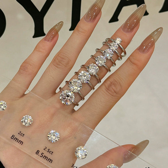 Wholesale Women's Retro Geometric 925 Silver Ring With Fourclaw Inlaid Zircon And Electroplating