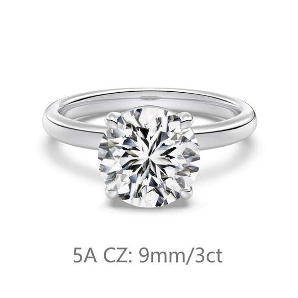 Wholesale Women's Retro Geometric 925 Silver Ring With Fourclaw Inlaid Zircon And Electroplating