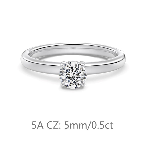 Wholesale Women's Retro Geometric 925 Silver Ring With Fourclaw Inlaid Zircon And Electroplating