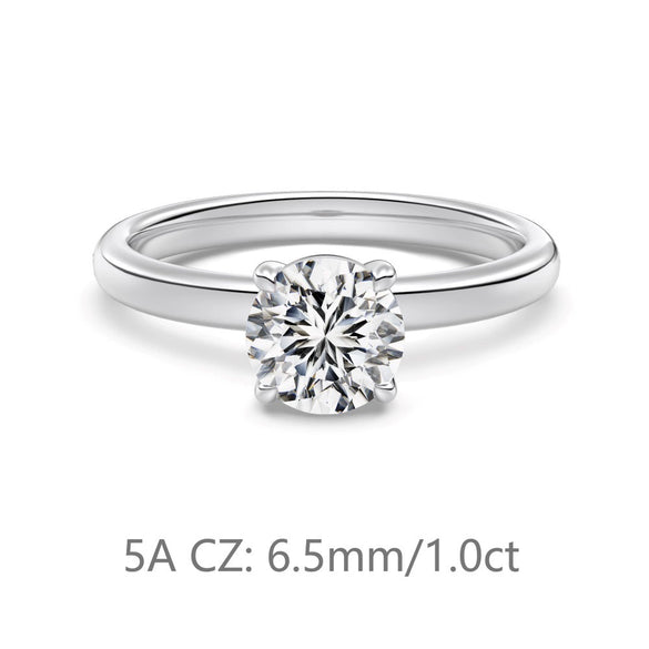 Wholesale Women's Retro Geometric 925 Silver Ring With Fourclaw Inlaid Zircon And Electroplating