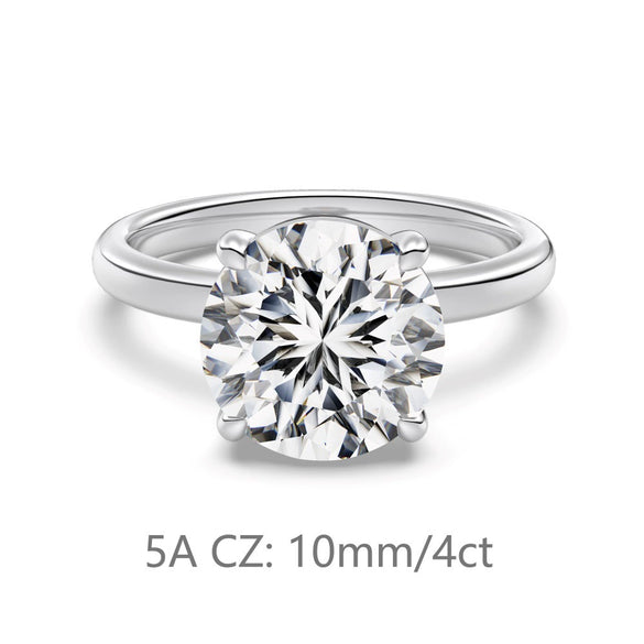 Wholesale Women's Retro Geometric 925 Silver Ring With Fourclaw Inlaid Zircon And Electroplating