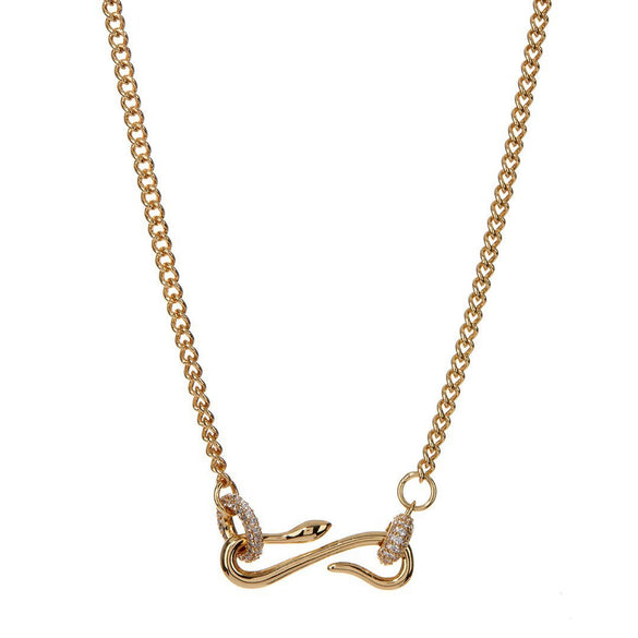 Wholesale Women's Retro Geometric Snakeshaped Necklace With Copper Chain And Titanium Steel Pendant Electroplated