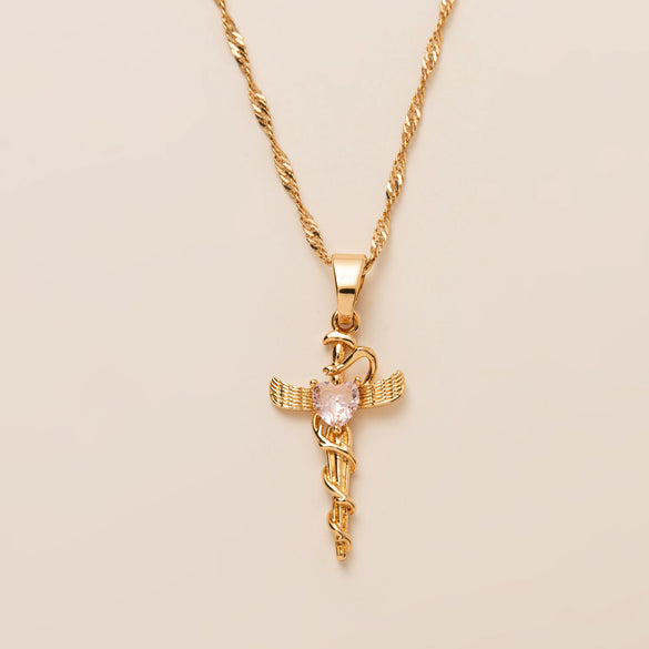 Wholesale Women's Retro Geometric Snakeshaped Necklace With Copper Chain And Titanium Steel Pendant Electroplated