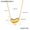 Wholesale Women's Retro Geometric 316L Stainless Steel And Imitation Pearl Clavicle Chain Necklace With Electroplating Treatment And Peach Heart Pendant