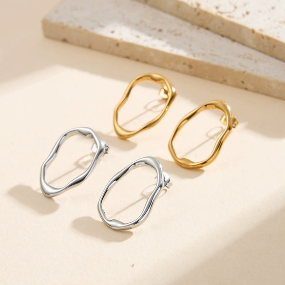 Wholesale Women's Retro Geometric Stainless Steel And 925 Silver Electroplated Earrings With Unique Niche Design